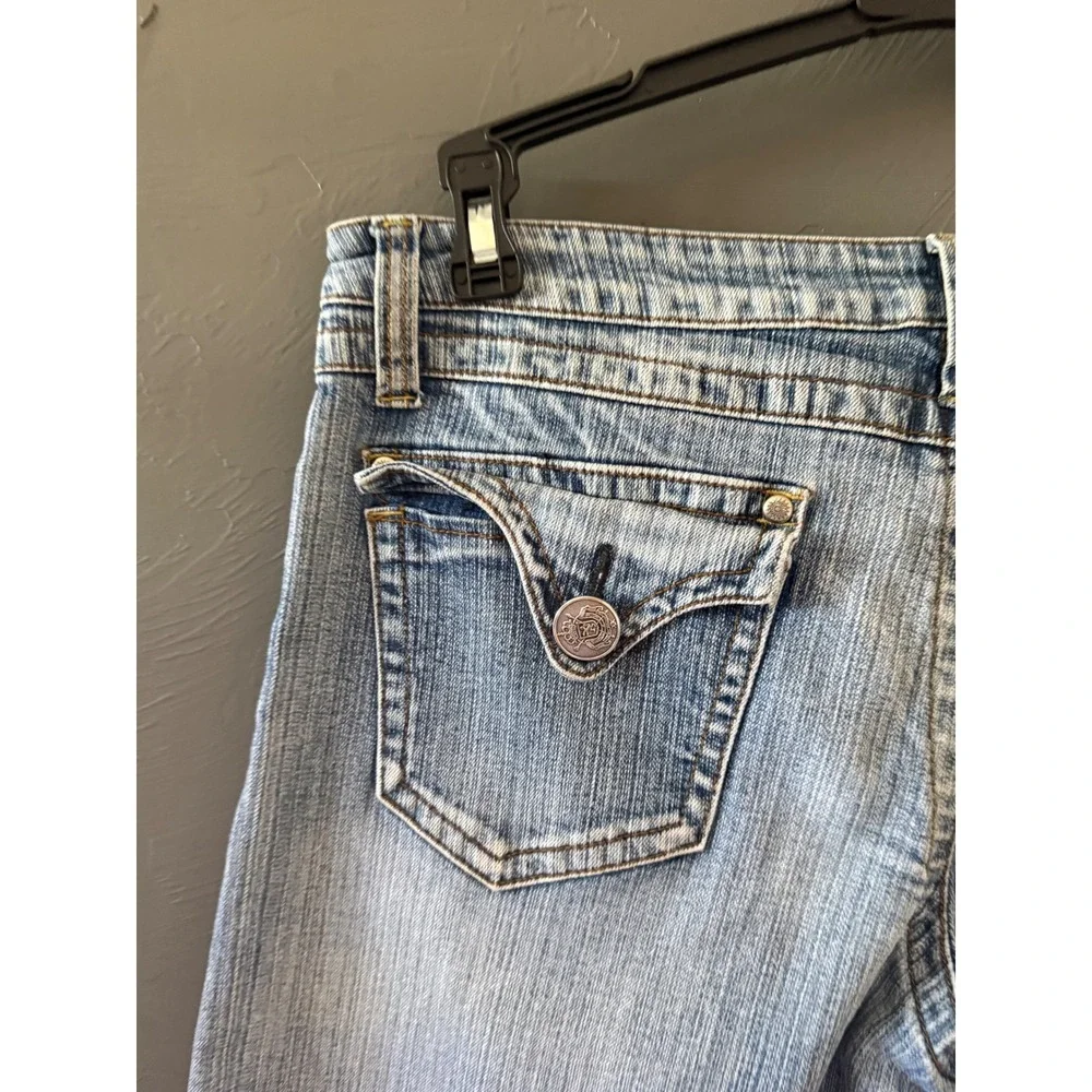 No Boundaries Vintage Y2K Low Rise Wide Leg‎ Denim Jorts Shorts Blue 15 Skater
